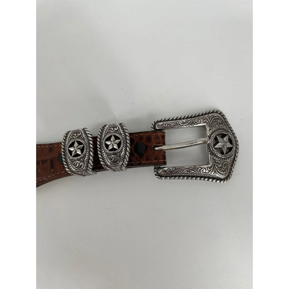 Tony Lama Belt 44 Brown Leather Country Crocodile Print Western USA‎ C421234